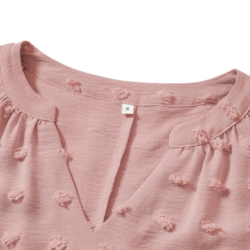 Pink Chiffon Blouse V Neck
