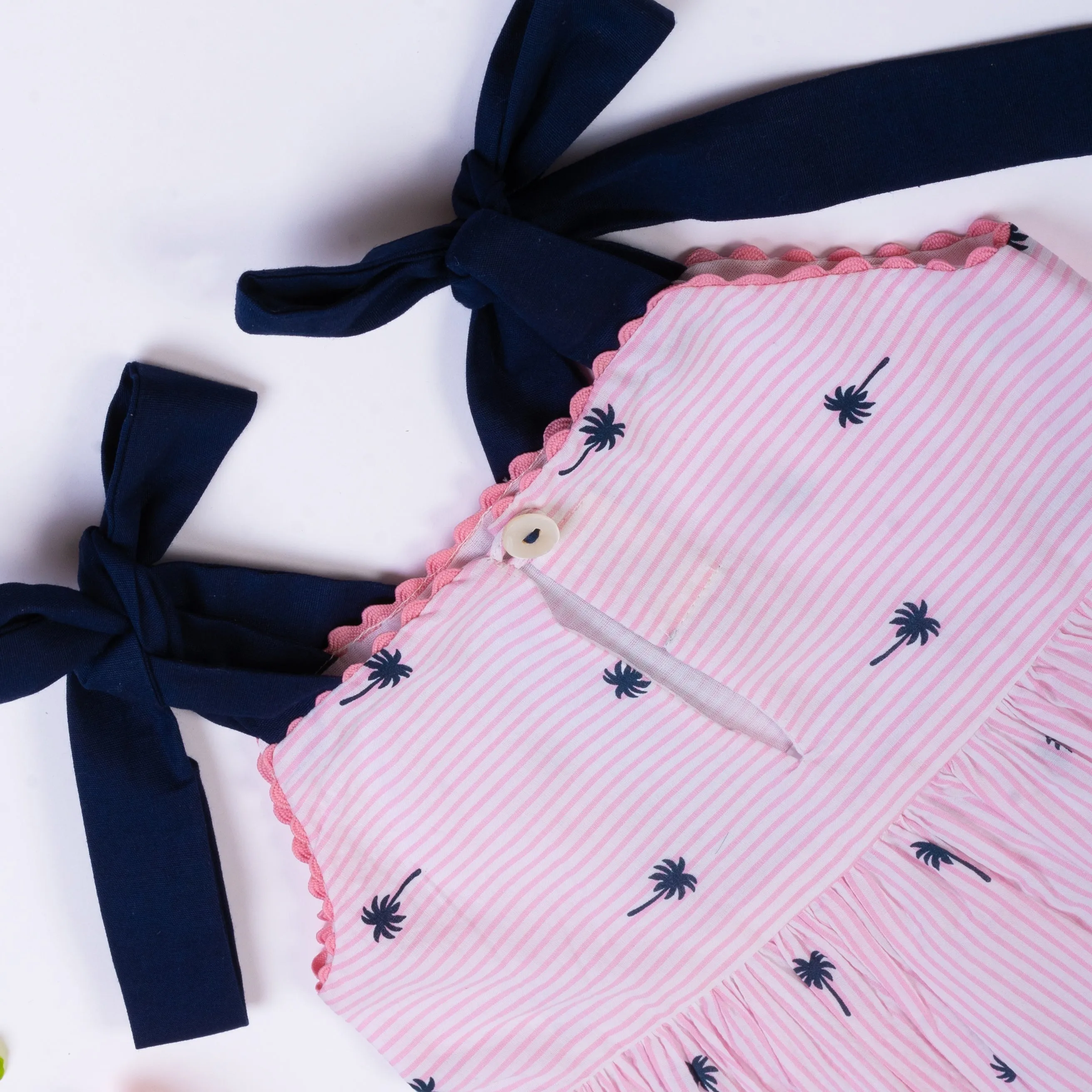 Pink Palm Print Holiday Dress