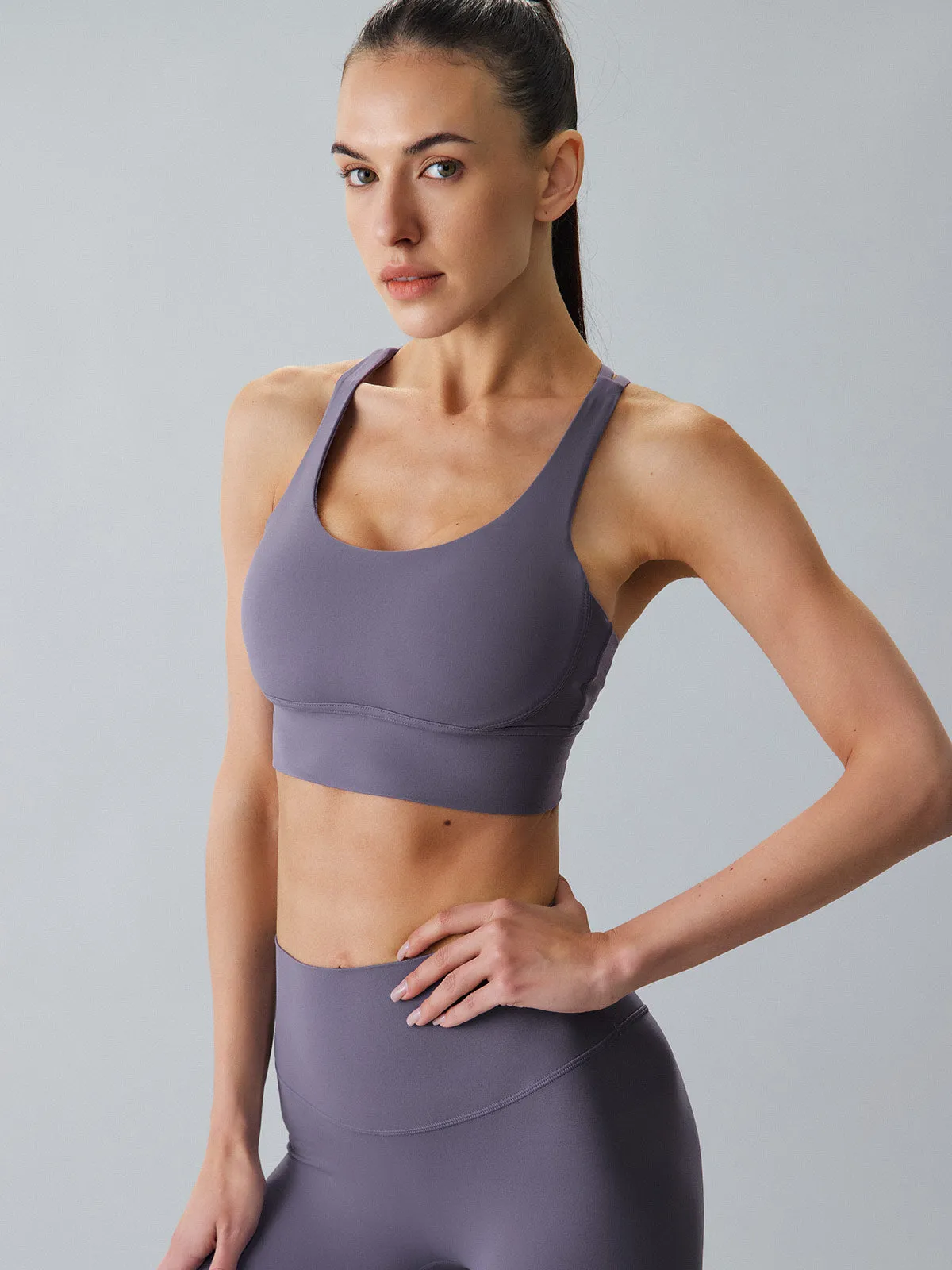 Purple X Cross Sports Bra