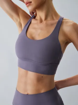 Purple X Cross Sports Bra