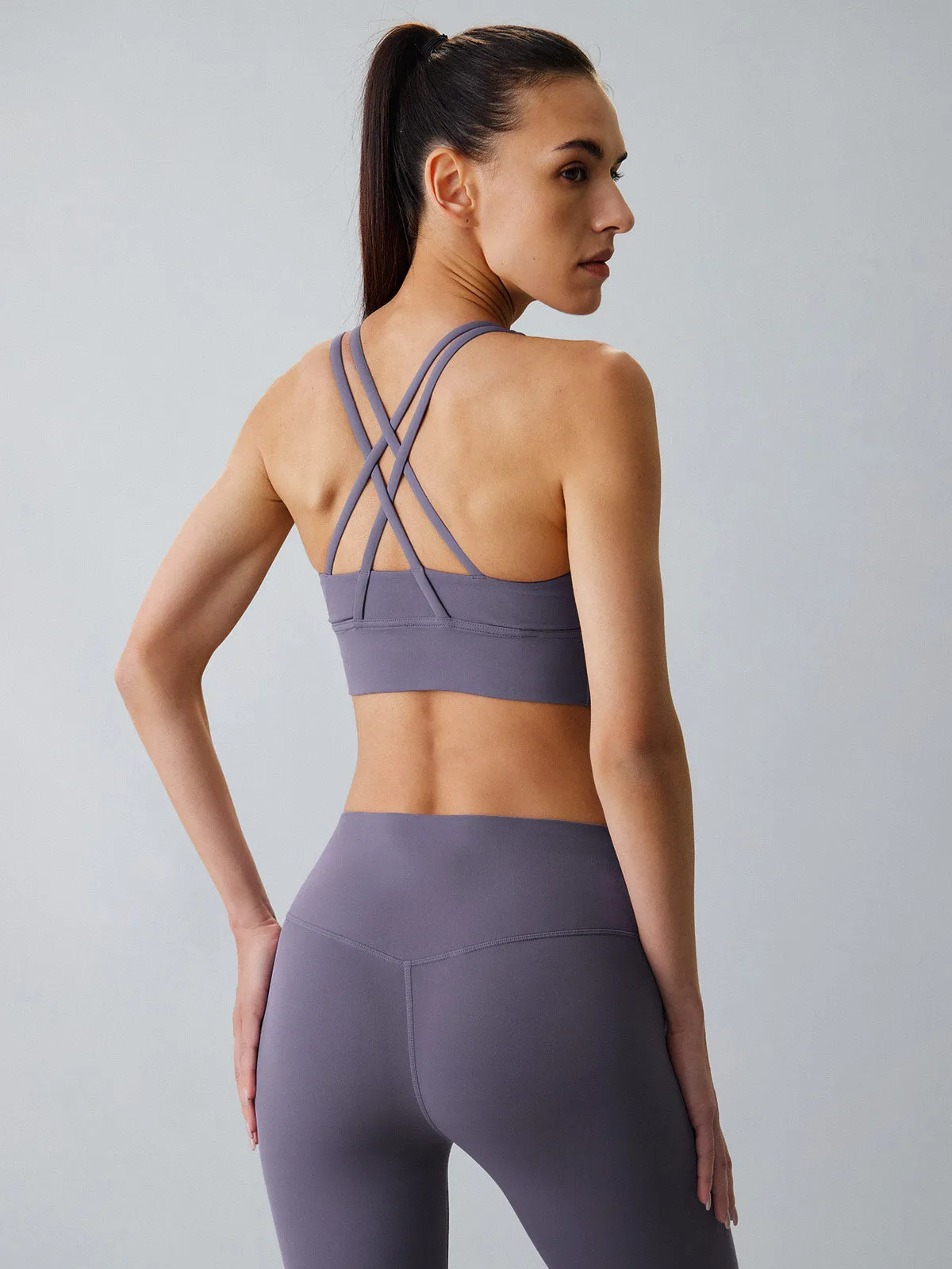 Purple X Cross Sports Bra