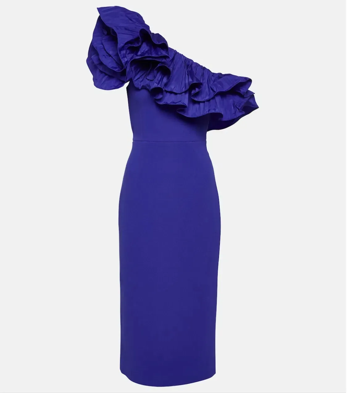 Rebecca Vallance Cora One Shoulder Midi Dress Blue Size AU 8
