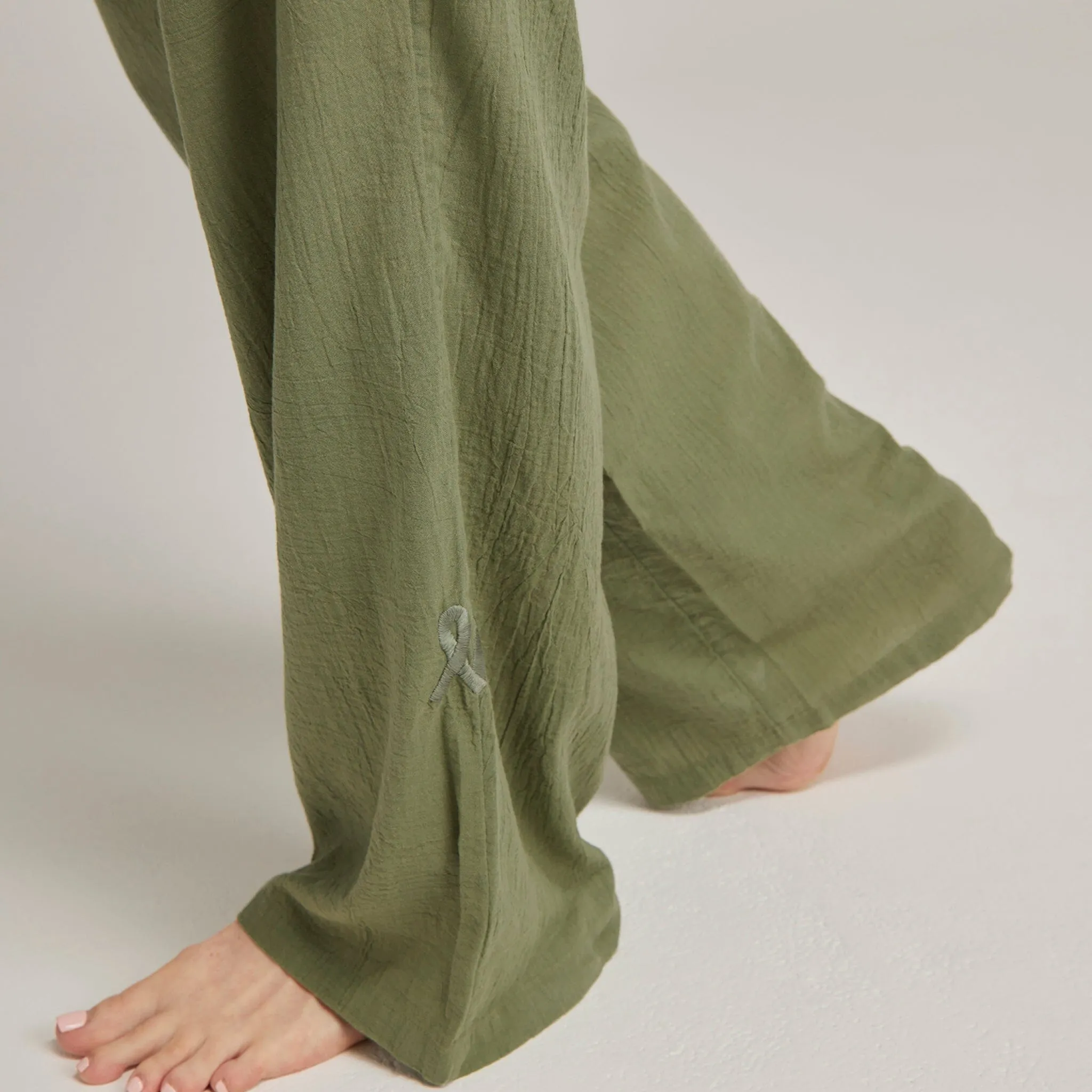 Relaxed fit long cotton pyjamas [Sage]