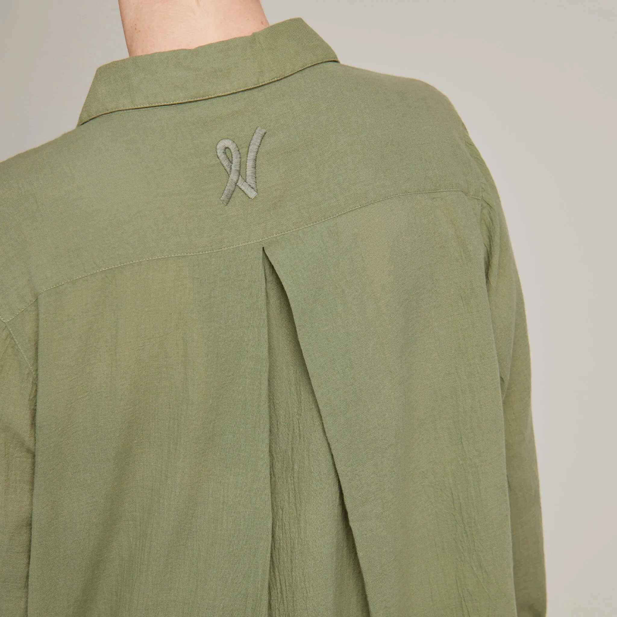Relaxed fit long cotton pyjamas [Sage]