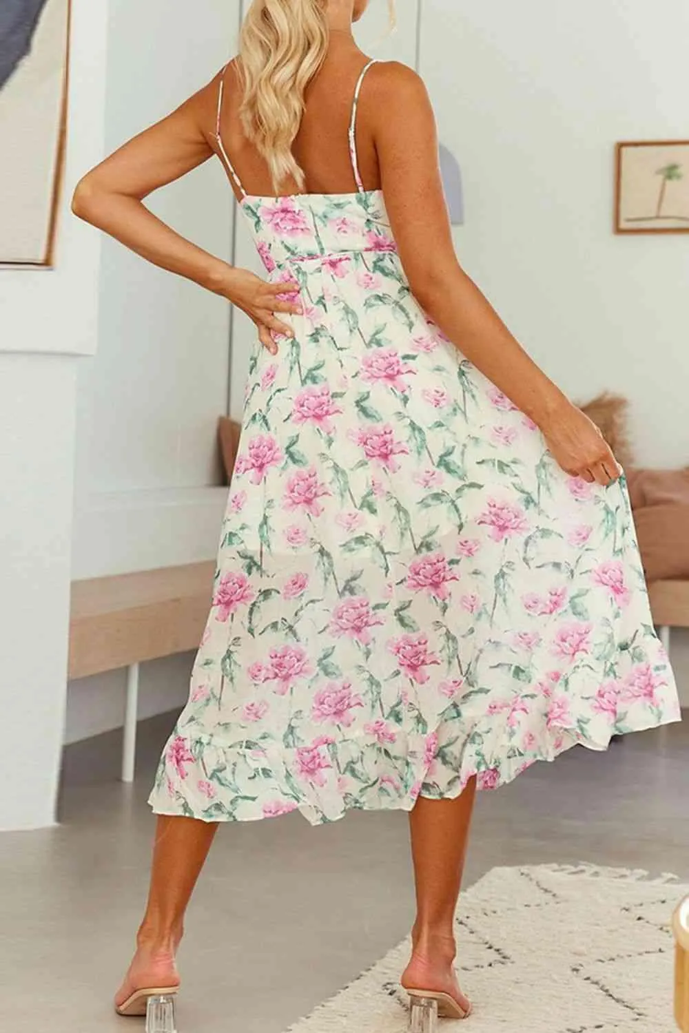 Sarah Floral Spaghetti Strap Midi Dress