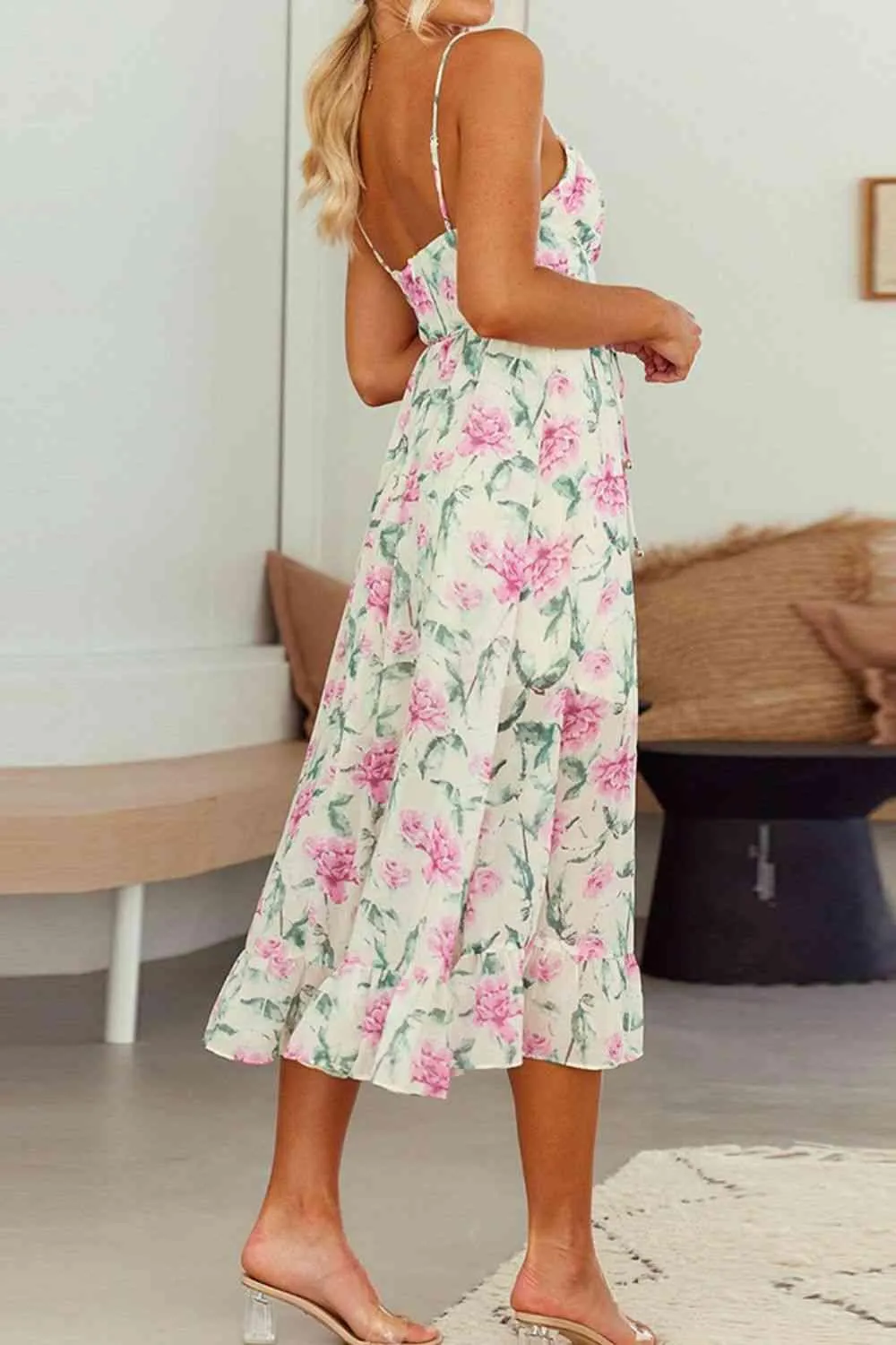 Sarah Floral Spaghetti Strap Midi Dress