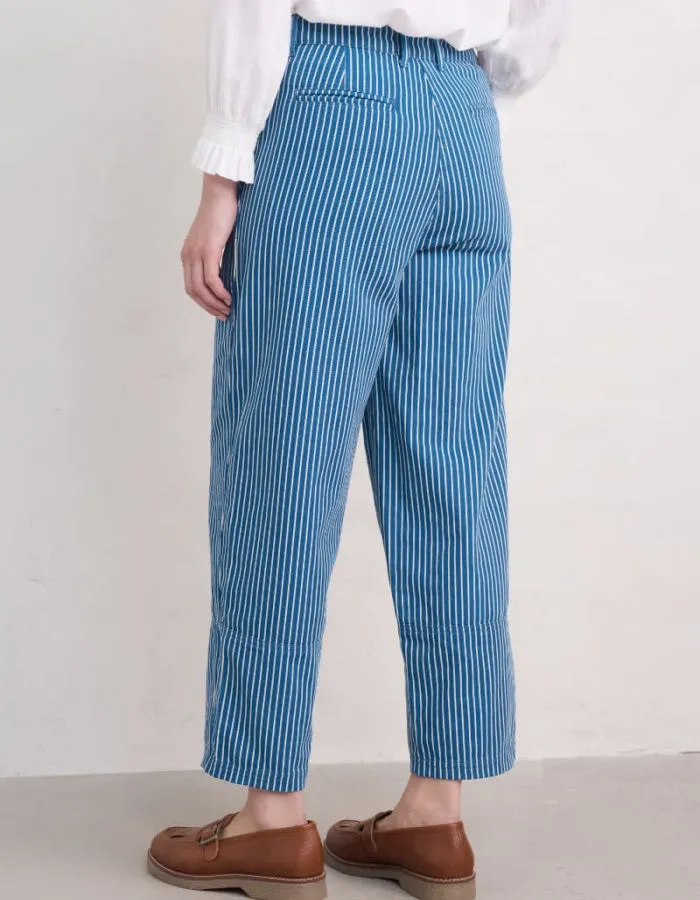 Seasalt Painted Form Barrel Leg Trousers in Ticking Stripe