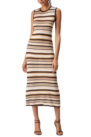Striped Sleeveless Midi Dress