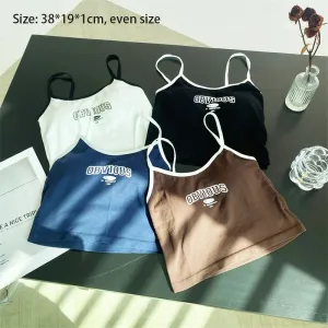 Stylish Letter Print Training Bra for Girls - Comfortable Summer Tank Top with Padded Support and Breathable Fabric, Perfect for Active Teens