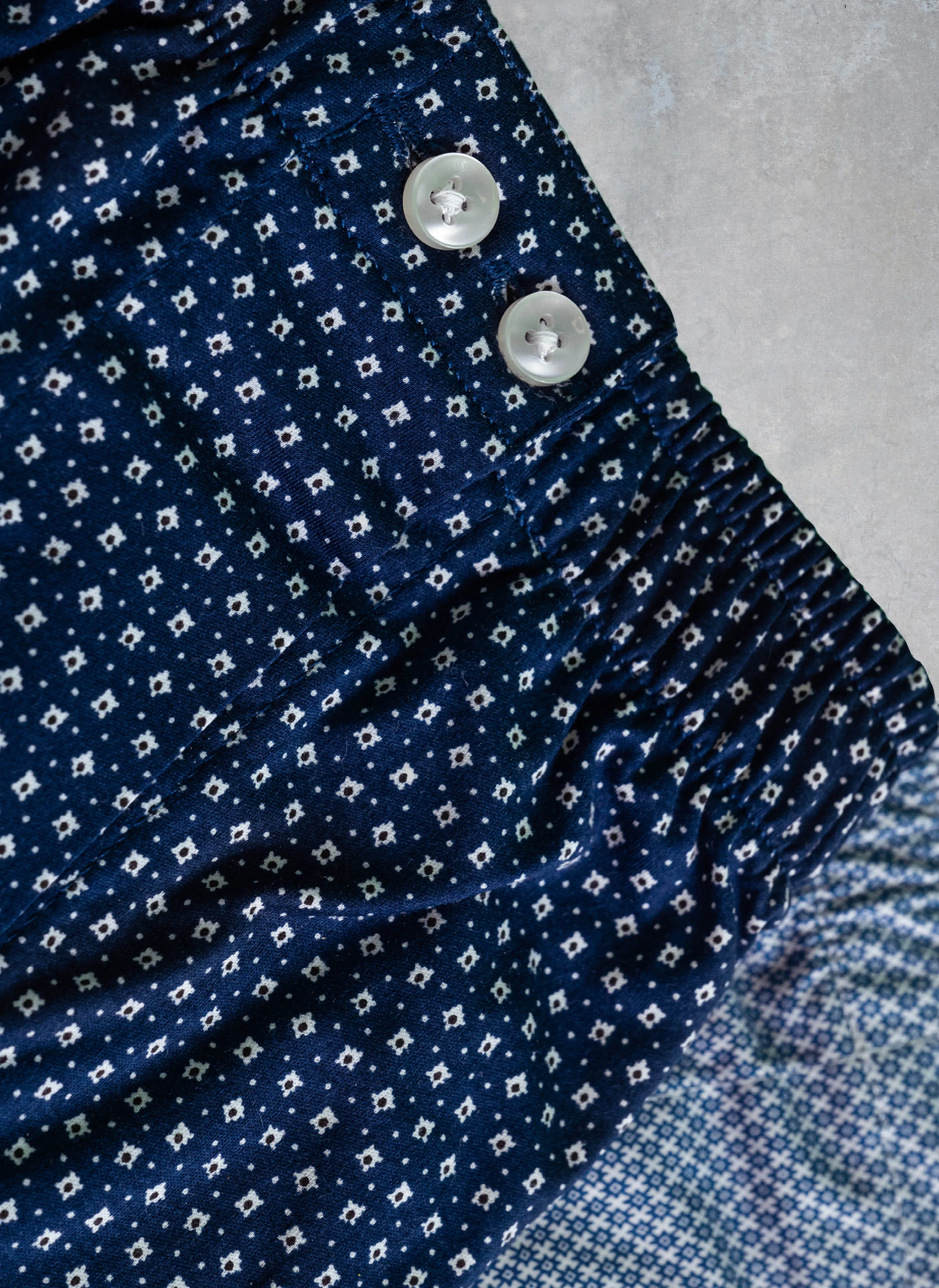 The Perfect 2-Button Knit Boxer in Dark Navy Pattern