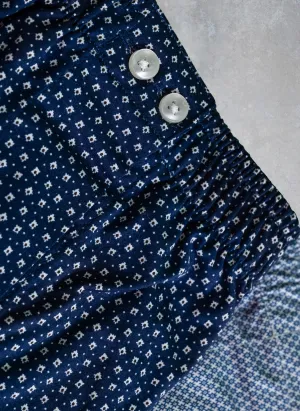 The Perfect 2-Button Knit Boxer in Dark Navy Pattern
