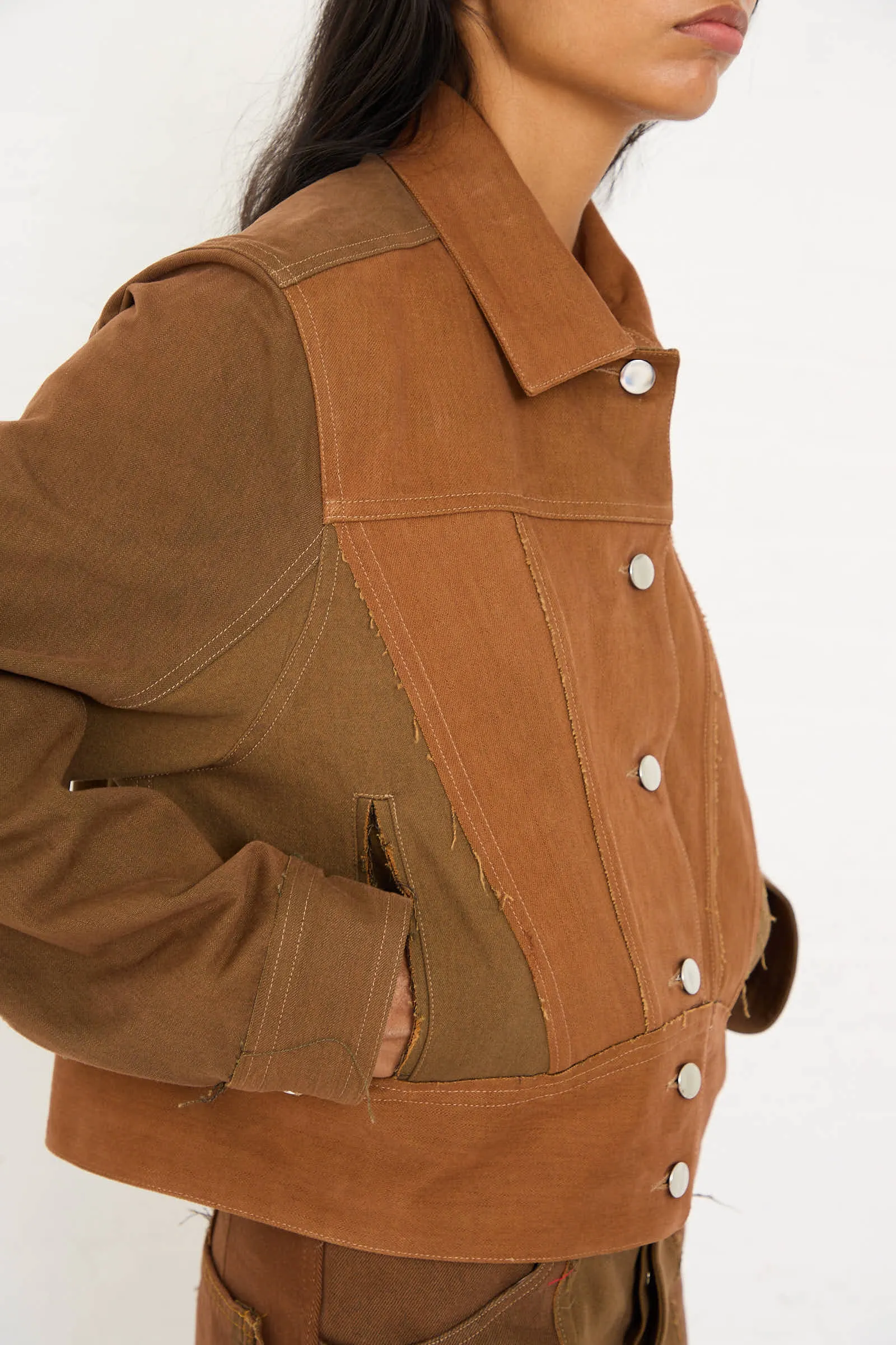 Upcycled Denim Cangaço Jacket in Brown