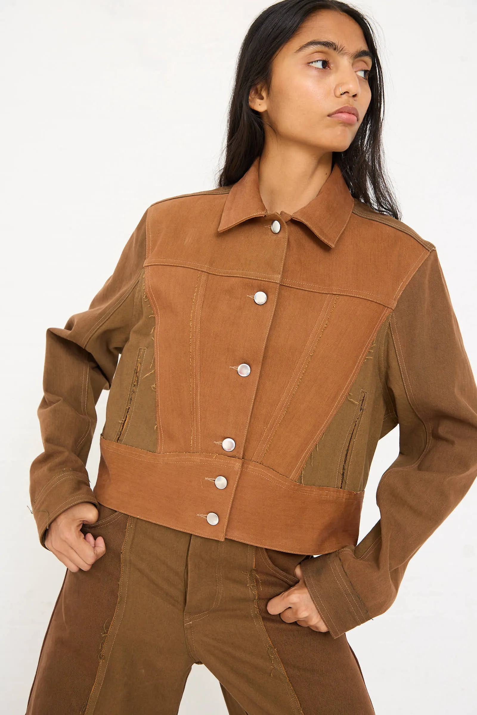 Upcycled Denim Cangaço Jacket in Brown