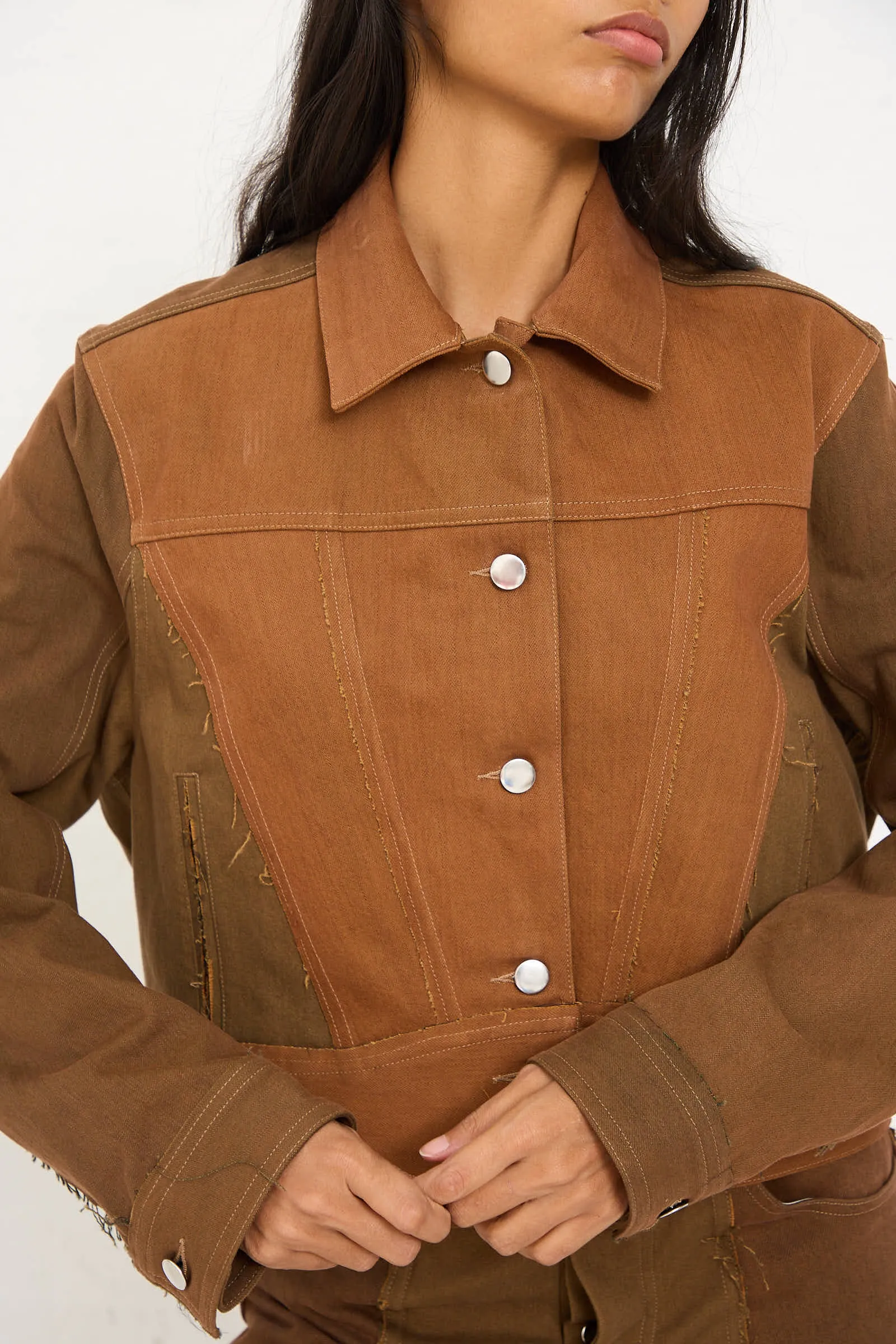 Upcycled Denim Cangaço Jacket in Brown