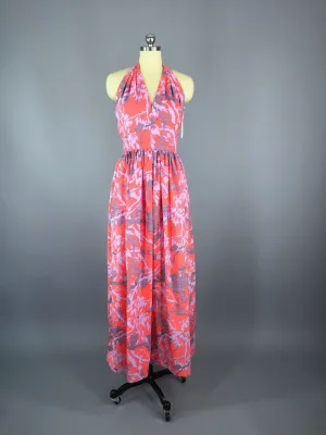 Vintage 1970s Dress / Adele Simpson Silk Maxi
