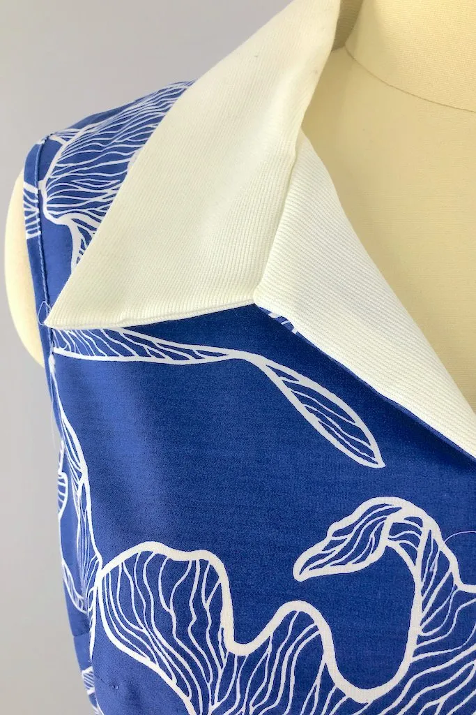 Vintage Mod Blue Floral Shift Dress