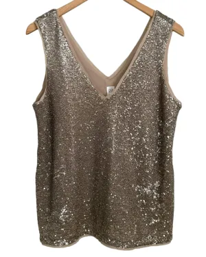 Warm Autumn Champagne Double V-Neck Sequin Top