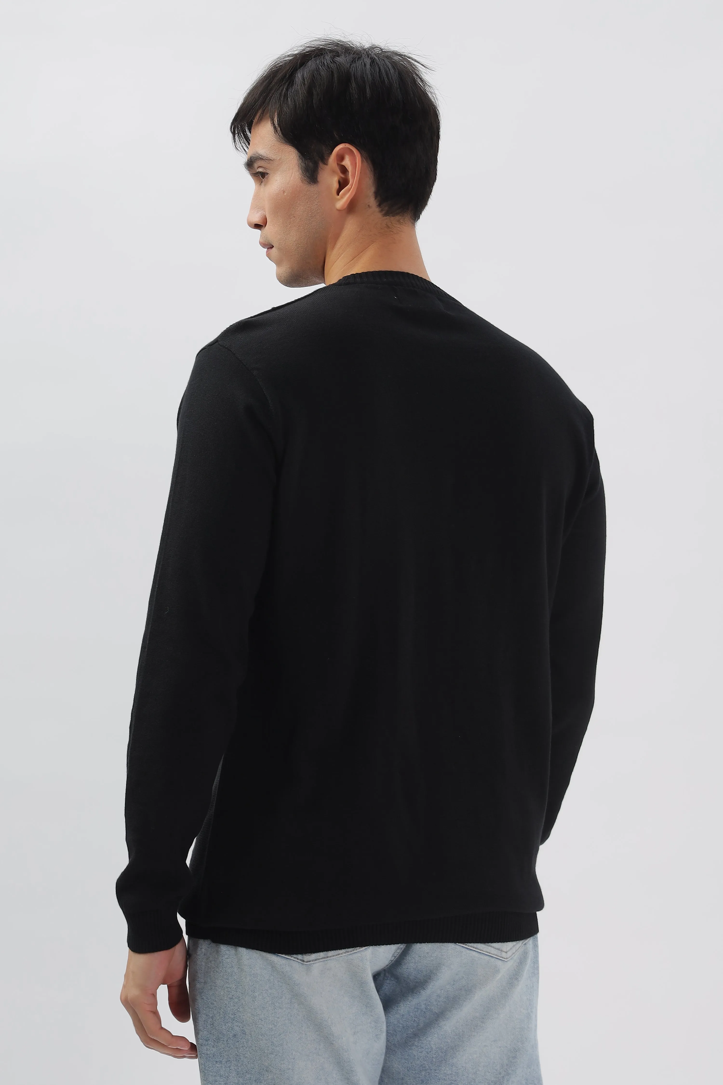 Winter Weave Knit T-Shirt: Black
