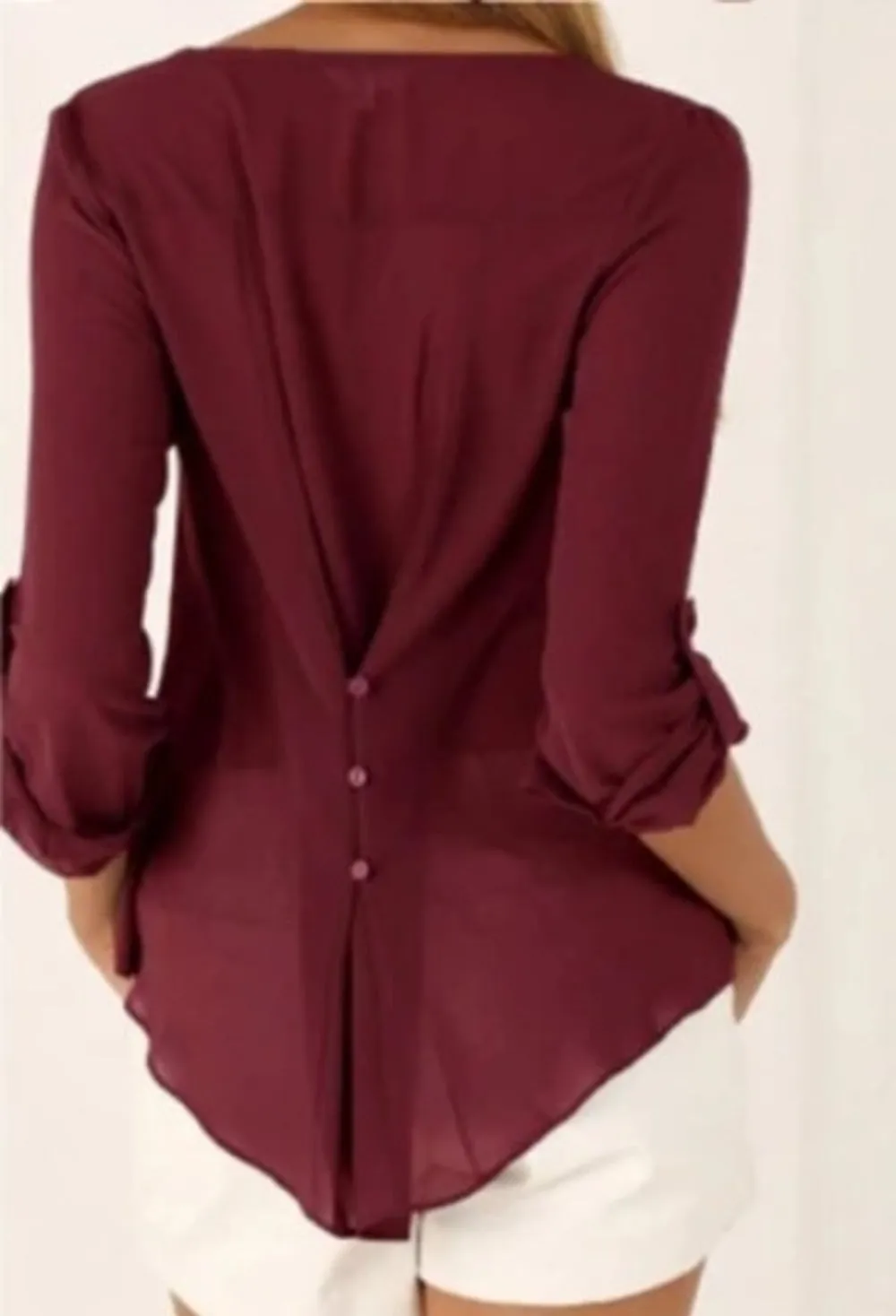 Womens Chiffon V Neck Blouse
