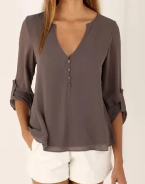 Womens Chiffon V Neck Blouse