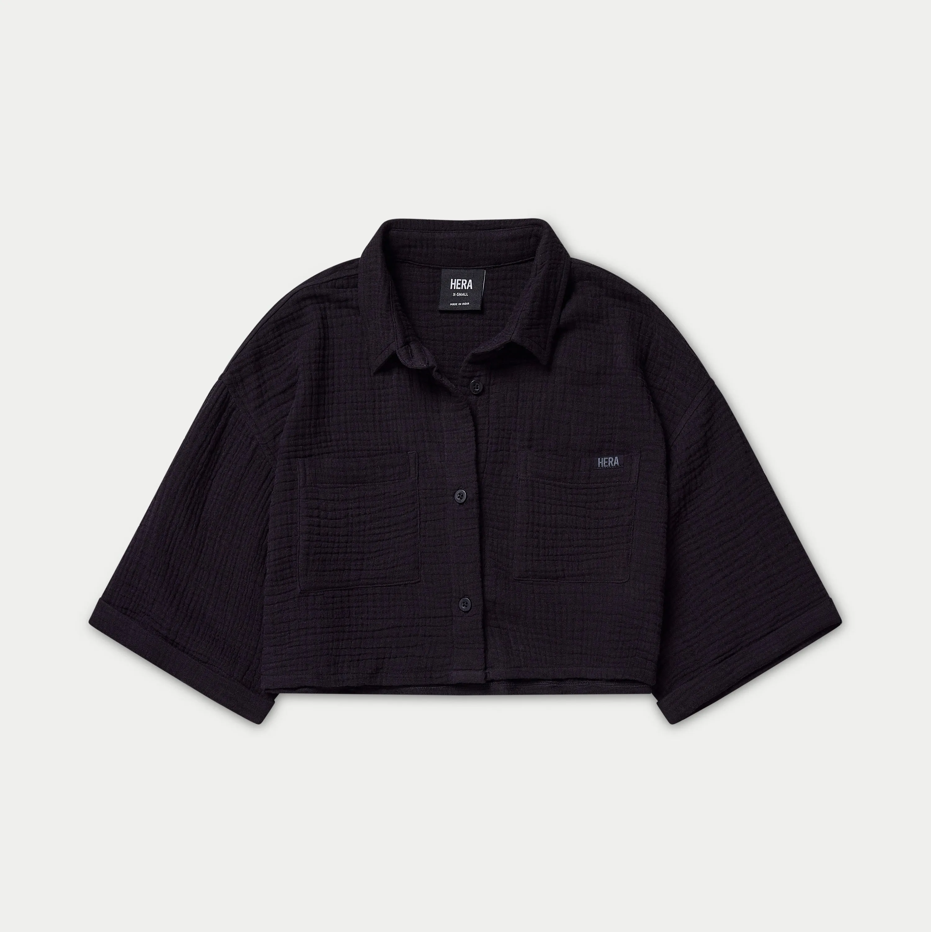 Womens Resort Club Cropped Shirt - Black
