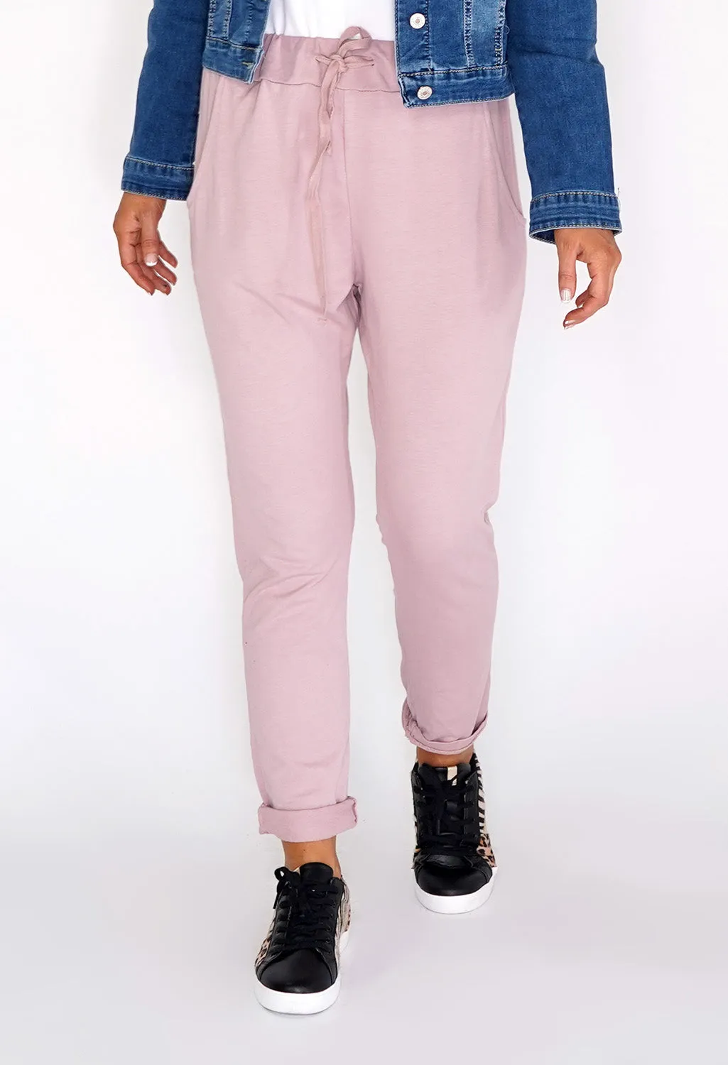 Zapara Pink Joggers with Turned Up Leg