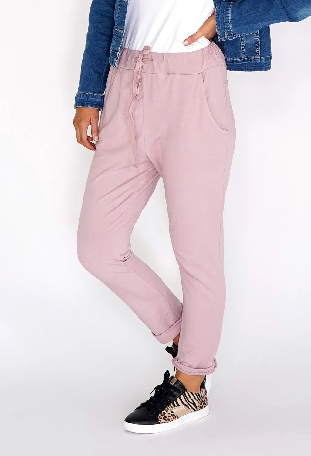 Zapara Pink Joggers with Turned Up Leg