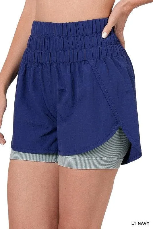 ZENANA Running Shorts Smocked Waist
