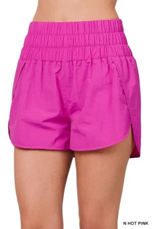 ZENANA Running Shorts Smocked Waist