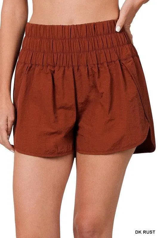 ZENANA Running Shorts Smocked Waist